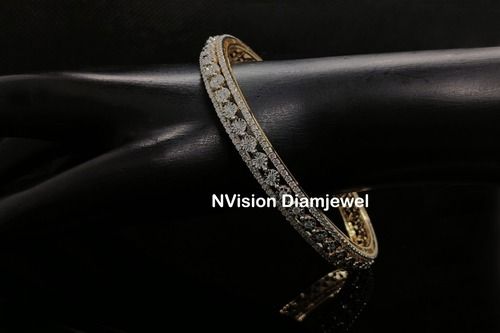 Miracle Plate Tikli Setting Natural Diamond Etnic Bangle