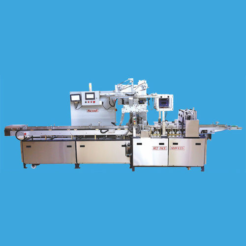 Three-Axis Cream Biscuits Tray Packing Machine With Three Serov Motor