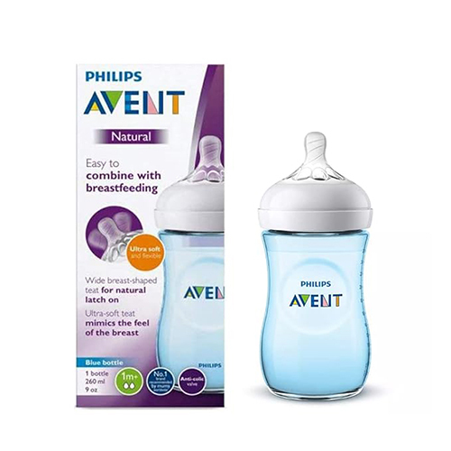 260ml Natural 2-0 Blue Feeding Bottle