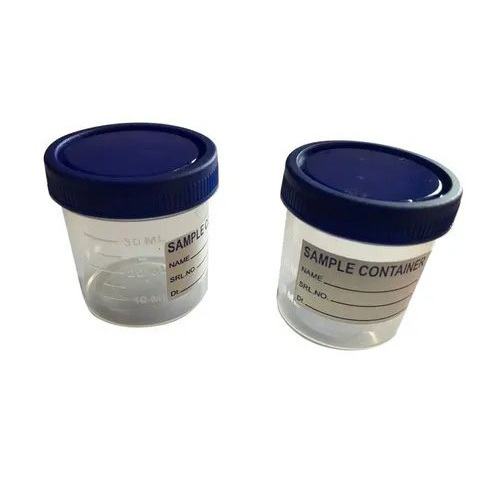 30Ml Round Plastic Urine Container - Polypropylene Material, Transparent Color | Non-Reusable, Packaging Type Box, Laboratory Use