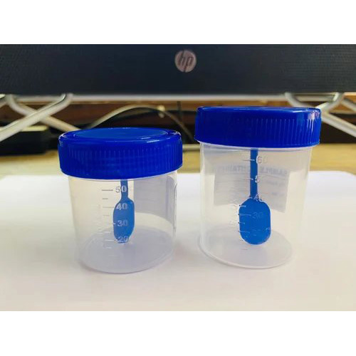 Plastic Sputum Container - Polypropylene 50 & 60 ML Transparent | Non Reusable New Condition Designed for Laboratory Use