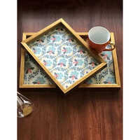 Wooden Serving Tray - Custom Size, Rectangular Shape | Modern Design, Printed Finish, Durable Plastic Material