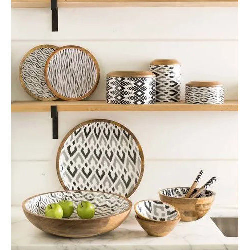 Wooden Round Bowls - Color: Printed