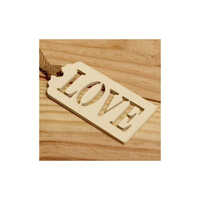 Wooden Gift Tag - 50x30 Mm, Beige Color, 3 Mm Thickness | Rectangular Shape, "love" Text For Gift Labeling & Personalization