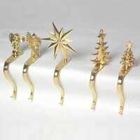Brass Stocking Holders - Polished Gold Finish, Variable Dimensions | Lightweight Design For Elegant Christmas Stocking Display, Individual Packaging