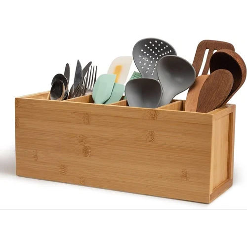 Brown Wooden Cutlery Holder