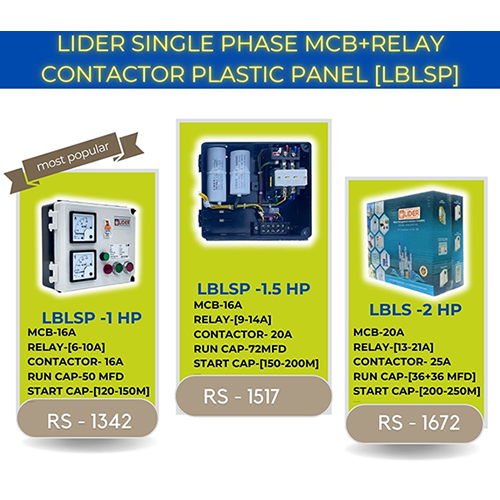 LBLSP 1 HP MCB-Relay Contactor Plastic Panel