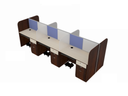 Modular Linear  Workstation face to face with with alluminum partition WSAFBP3D