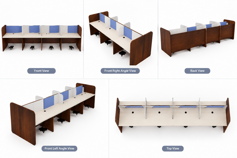 Modular Linear  Workstation face to face with board partition WSBFBP