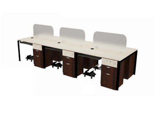 Modular Linear  Workstation face to face with glass or board partition WSOF3D