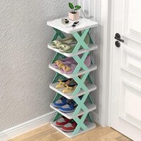 Shoe Rack 6 Layer - Color: White And Mint Green