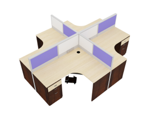 Modular Curvilinear  Workstation with alluminium partition WSAC4S3D