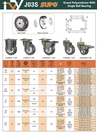 SUPO Polyurethane Wheel With Single Ball Bearing