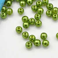 5.5mm Pearl Plastic Beads - Seawater Pearl, 5.5 Mm Size, Green Color | Natural Round Shape, Silver Finding, Elegant Crafting Beads