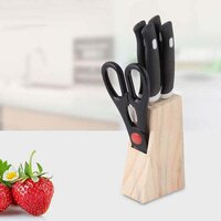 KITCHEN KNIFE SET WITH WOODEN BLOCK AND SCISSORS (0102)