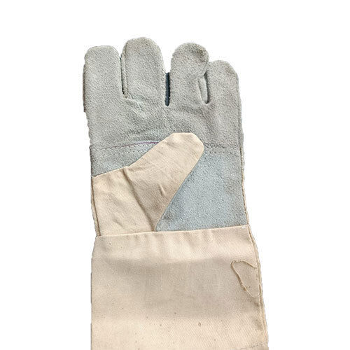 Grey Leather Cotton Gloves