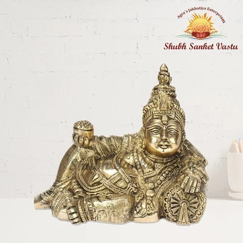 Shubh Sanket Vastu Brass Kuber Maharaj Resting Statue