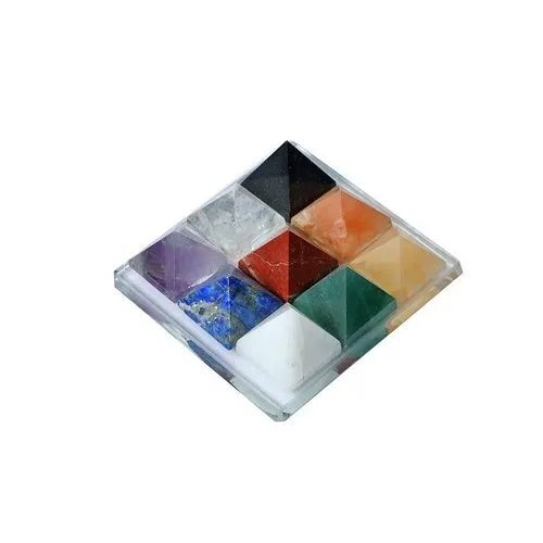 Shubh Sanket Vastu Navgrah Crystal Pyramid On Glass Plate