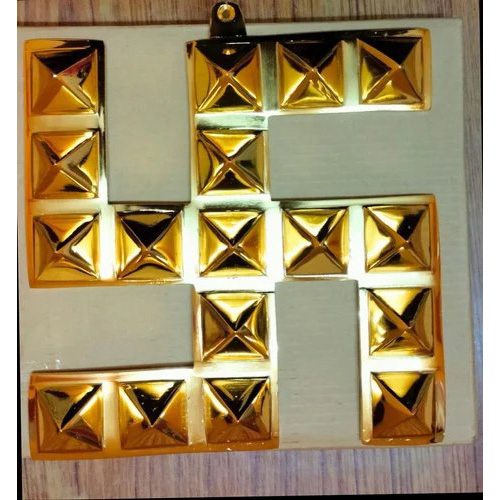 Shubh Sanket Vastu Brass Pyramid Swastik 9 Inch 1180 Gm Thickness-1.3 Cm