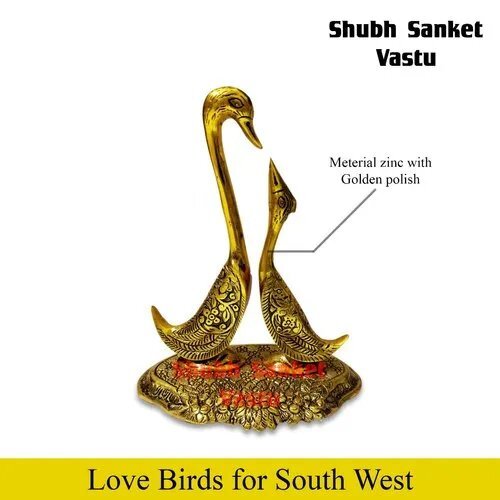 Shubh Sanket Vastu Love Birds Zinc Metal With Gold Polish 84 Inch