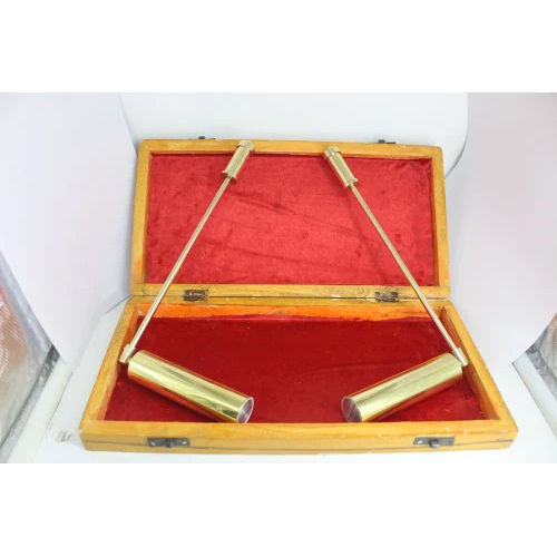 Shubh Sanket Vastu, Brass L - Dowsing Rod With 2 Empty Smaple Bottle & Wooden Box