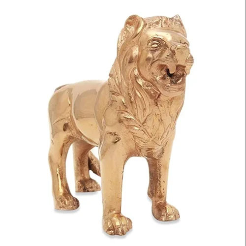 Shubh Sanket Vastu Brass Lion (Gold, 9.5 x 7 Inch)