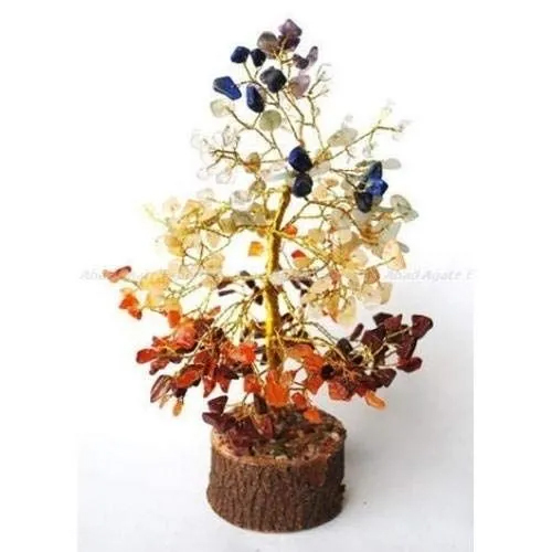 Shubh Sanket Vastu Crystal Tree 7 Chakra In 7 Color 10 Inch With Golden Or Silver Wire