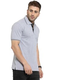 Pure Cotton Polo Neck T-shirt - Men's Solid Grey | Unisex, Comfortable, Customizable Logo