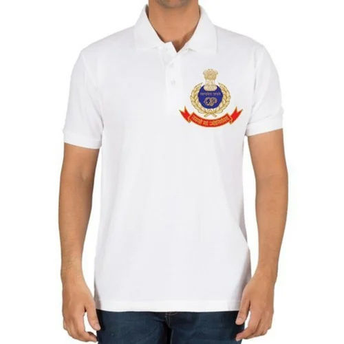 White Odisha Police Men Cotton T Shirt