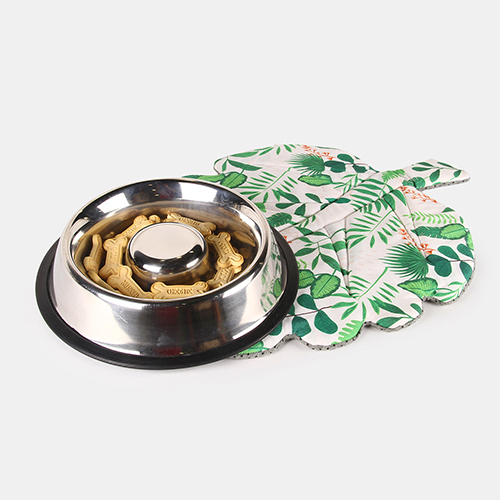 Foliage Print Pet Bowl Mat