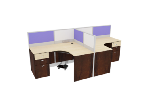 Modular Curvilinear  Workstation with alluminium partition WSAC2S3D