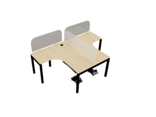 Modular Curvilinear  Workstation with MS powder coated leg and glass or board partition above table top WSOC2S