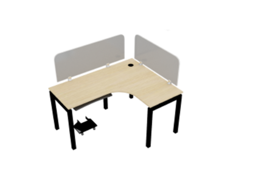 Modular Curvilinear  Workstation  with MS powder coated leg and glass or board partition above table top WSOC1S