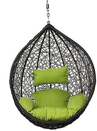 Rattan Swing Chair - Durable Black-brown Faux Rattan Wicker, 39 Inch Width | All Weather Support, Luxury Comfort, Indoor & Outdoor Usage