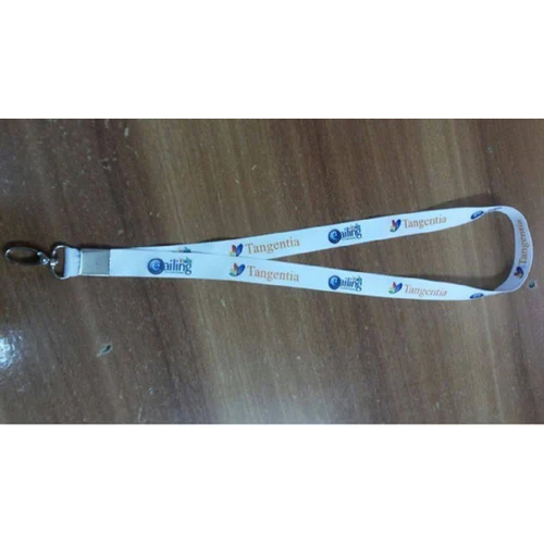 White Printed Satin Lanyard