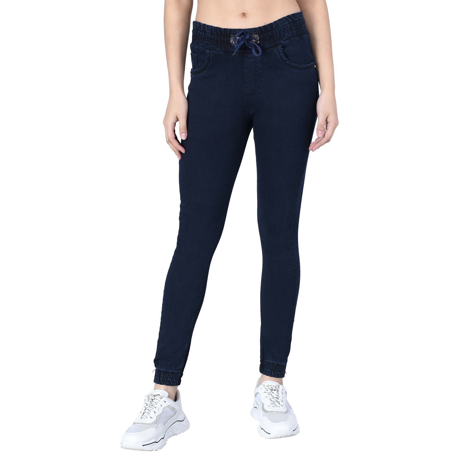 M MODDY 353C-Blue Slim Fit Jogger Style Women Dark Blue Jeans