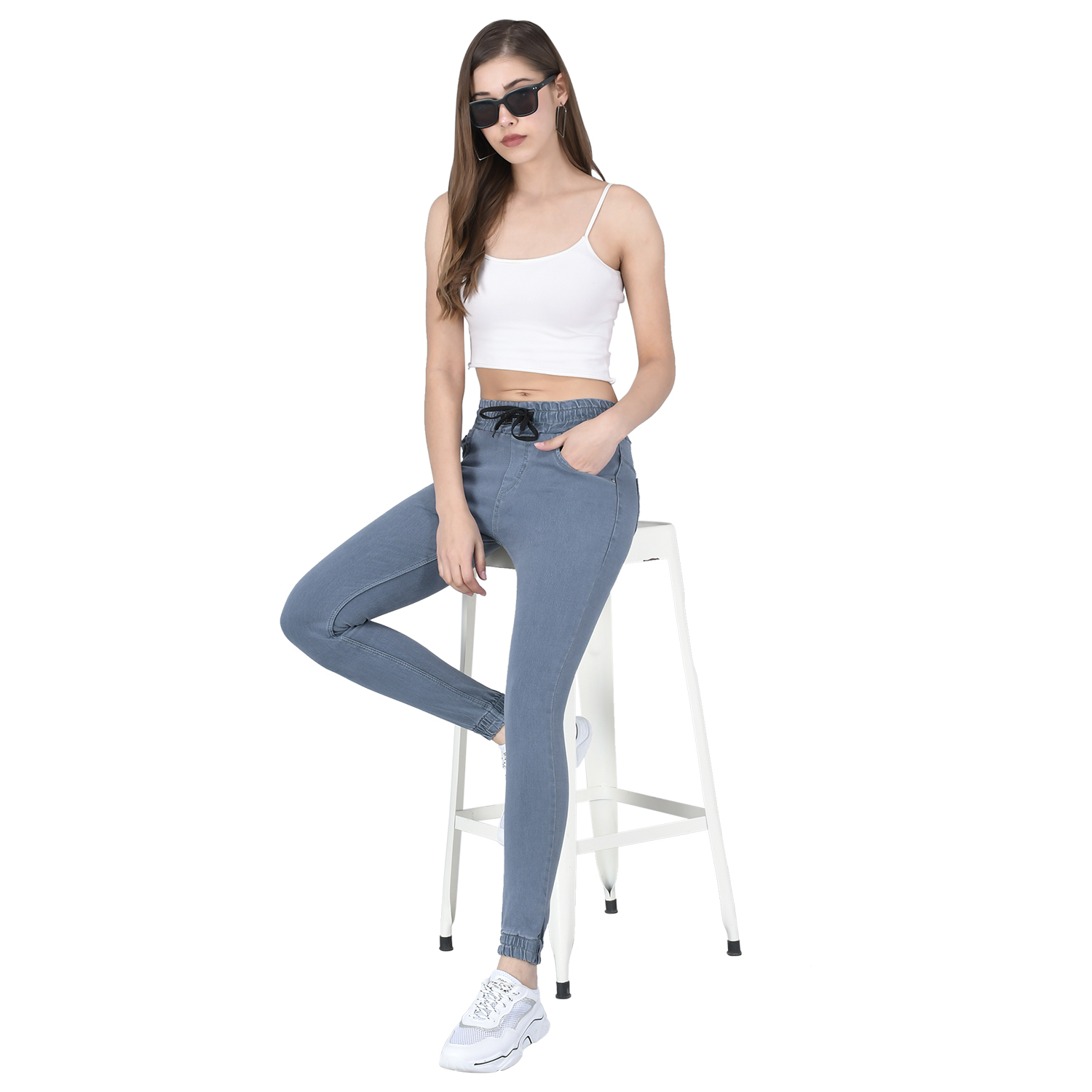 M MODDY 353Grey Slim Fit Jogger Style Women Grey Jeans