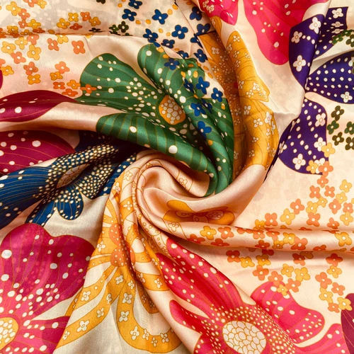 Multicolor Printed Satin Fabric