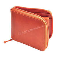 A16 Zipper Wallet - Premium Leather, All Sizes Available, Vibrant Orange Color - Stylish, Non-folded Design With Secure Zip Closure