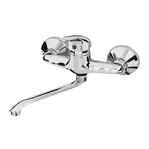 Silver Rola Collection Single Lever Wall Mounted Sink Mixwe With S Spout