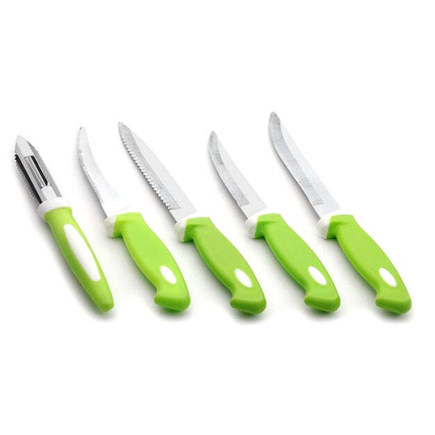 STAINLESS STEEL KNIFE PEELER SET WITH STAND (2211)