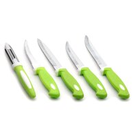 STAINLESS STEEL KNIFE PEELER SET WITH STAND (2211)