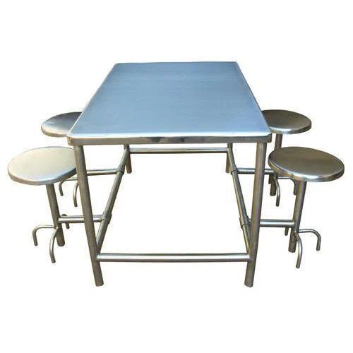 Stainless Steel Canteen Table With Chair