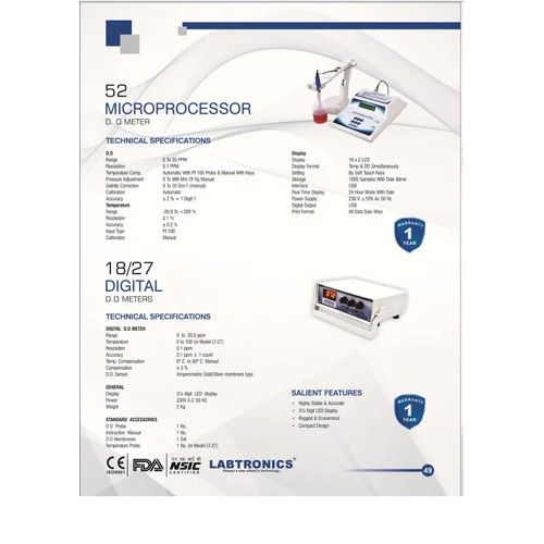 LT-27 Digital Dissolved Oxygen Analyzer cum temperature Meter For Laboratory