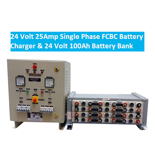 24V 25Amp Single Phase FCBC Battery Charger And 24V 100Ah Battery Bank