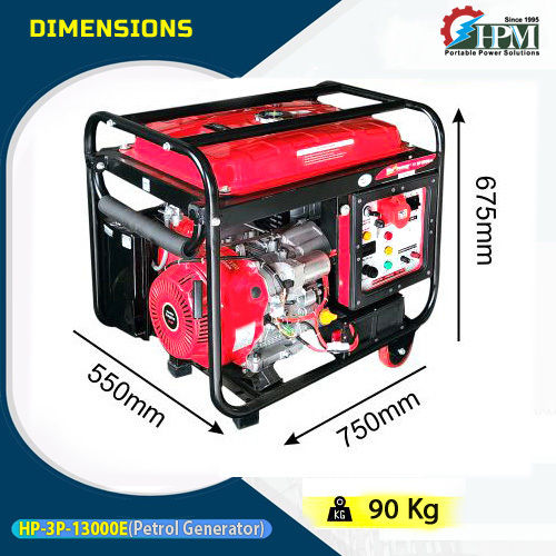 3 Phase 10 KVA Portable Petrol Generator Recoil and Self Start Model HP-3P-13000E