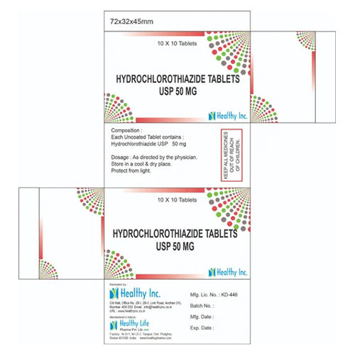 50Mg Hydrochlorothiazide Tablets Usp Grade: Medicine Grade