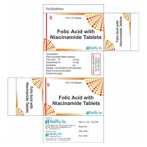 Folic Acid With Niaciamide Tablets Grade: Medicine Grade