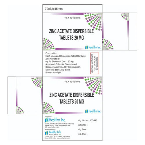 20mg Zinc Acetate Dispersible Tablets