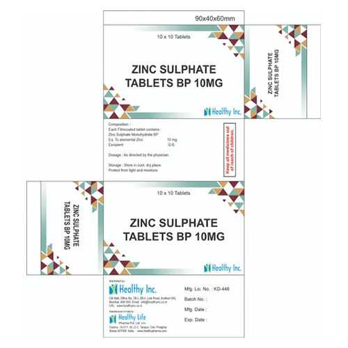 10mg Zinc Sulphate Tablets BP